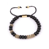 High CZ Micro Pave Beads Natural Stone Macrame Bracelet