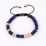 High CZ Micro Pave Beads Natural Stone Macrame Bracelet
