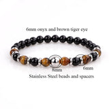 Natural Stone Stainless Steel Skull Beaded Bracelet Set