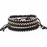 Small Stainless Steel Beads Woven Macrame Bracelet Jewelry