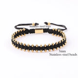 Small Stainless Steel Beads Woven Macrame Bracelet Jewelry