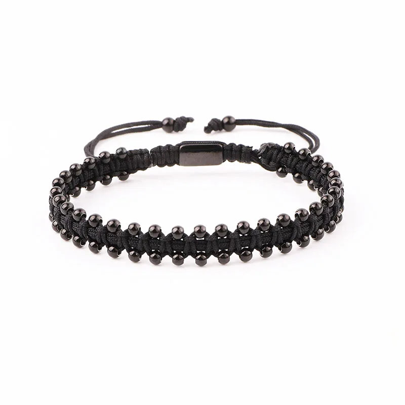 Small Stainless Steel Beads Woven Macrame Bracelet Jewelry