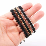 Small Stainless Steel Beads Woven Macrame Bracelet Jewelry