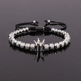 High Stainless Steel Crown Charm Macrame Bracelet