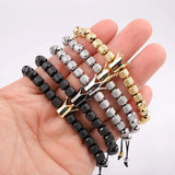 High Stainless Steel Crown Charm Macrame Bracelet