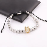 Stainless Steel Beads Crown Charm Friendship Bracelet