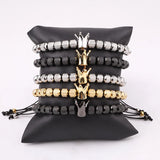High Stainless Steel Crown Charm Macrame Bracelet