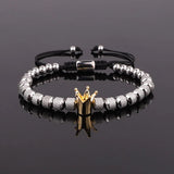 High Stainless Steel Crown Charm Macrame Bracelet