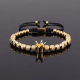 High Stainless Steel Crown Charm Macrame Bracelet