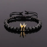 High Stainless Steel Crown Charm Macrame Bracelet
