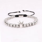 High Stainless Steel Crown Charm Macrame Bracelet