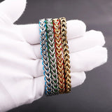 Stainless Steel Chain Cord Braided Macrame Bracelet Men Jewelry