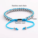 Stainless Steel Chain Cord Braided Macrame Bracelet Men Jewelry