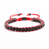 Stainless Steel Chain Cord Braided Macrame Bracelet Men Jewelry