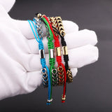Stainless Steel Chain Cord Braided Macrame Bracelet Men Jewelry