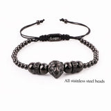 Stainless Steel Lion Charm Friendship Macrame Bracelet Men