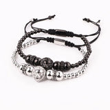 Stainless Steel Lion Charm Friendship Macrame Bracelet Men