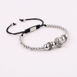 Stainless Steel Lion Charm Friendship Macrame Bracelet Men