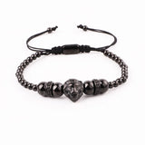 Stainless Steel Lion Charm Friendship Macrame Bracelet Men