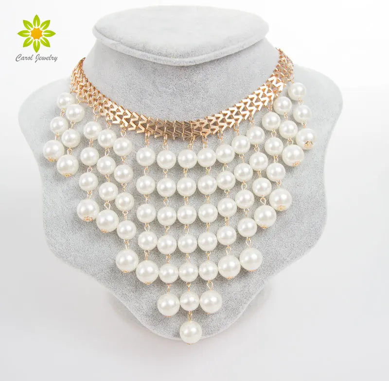 Pearl Statement Necklace Collar for Women