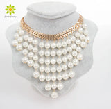 Pearl Statement Necklace Collar for Women