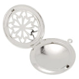 Silver Plated Hollow Flower Photo Box Pendant