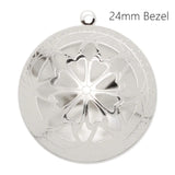 Silver Plated Hollow Flower Photo Box Pendant