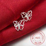 925 Sterling Silver Butterfly Earrings Women's Gift