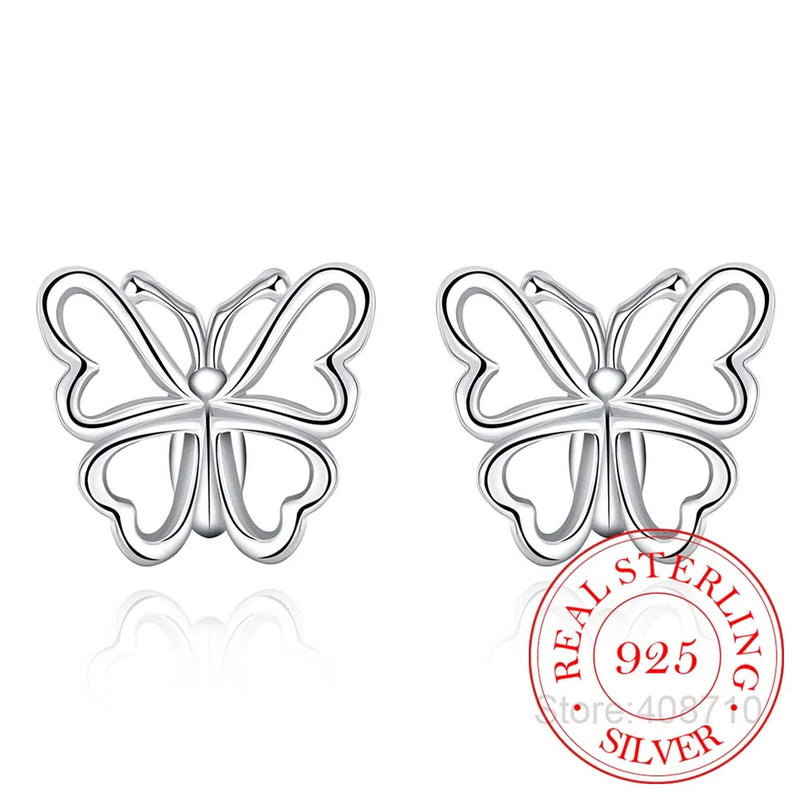 925 Sterling Silver Butterfly Earrings Women's Gift