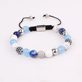 CZ Pave Ball Woven Beads Friendship Bracelet for Women