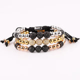 Stainless Steel Beaded CZ Pave Ball Charm Bracelet Men