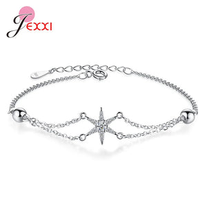 925 Silver 6 Stars Bracelet for Bride Women Wedding CZ Jewelry
