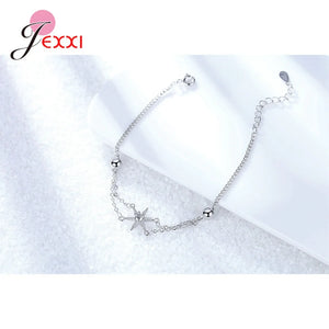 925 Silver 6 Stars Bracelet for Bride Women Wedding CZ Jewelry