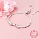 S925 Sterling Silver Bow Bracelet Personalized Hand Jewelry Holiday Gift