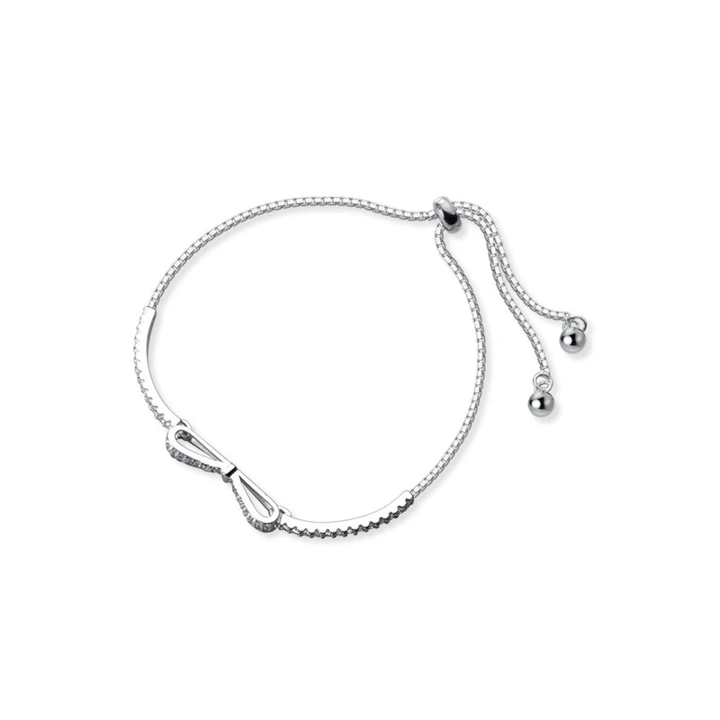 S925 Sterling Silver Bow Bracelet Personalized Hand Jewelry Holiday Gift