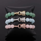 Leopard Bracelet Charm Natural Stone Beads Elastic Bracelet Gift