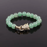 Leopard Bracelet Charm Natural Stone Beads Elastic Bracelet Gift