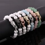 Leopard Bracelet Charm Natural Stone Beads Elastic Bracelet Gift