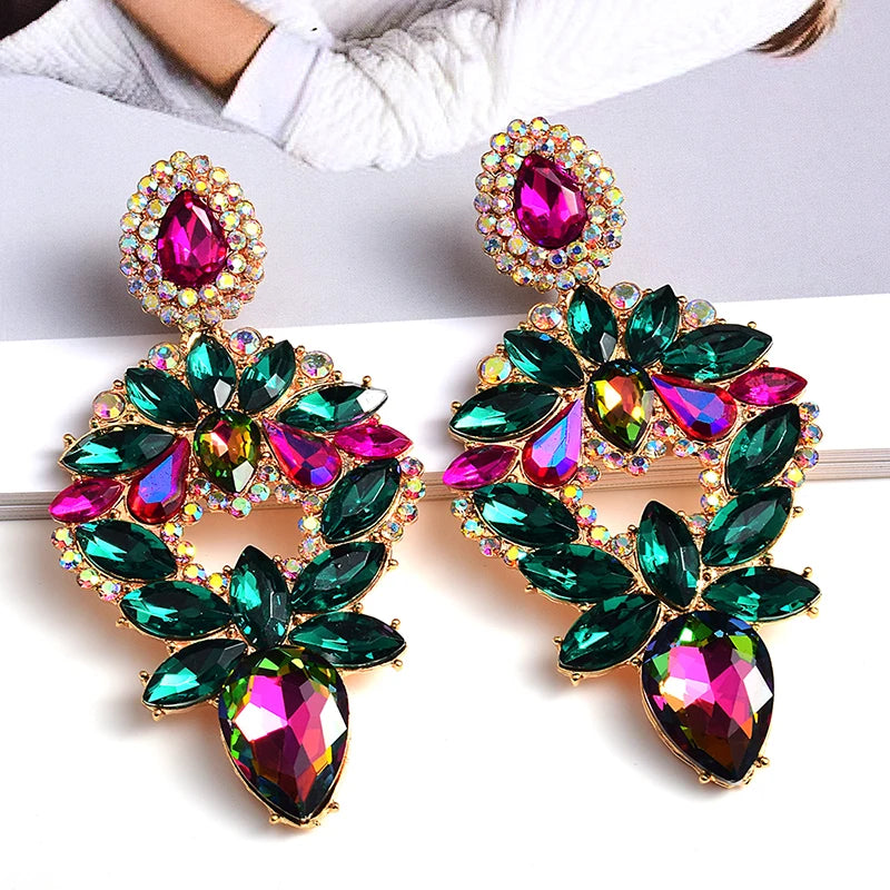 Crystal Drop Earrings High-Quality Rhinestones Jewelry Accessories
