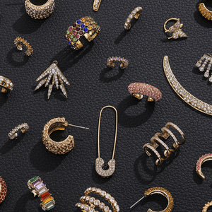 Paved CZ Zircon Clip on Earrings Ear Cuff Set for Women