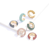 Paved CZ Zircon Clip on Earrings Ear Cuff Set for Women