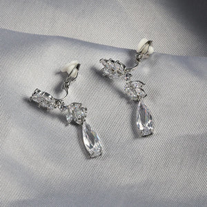 Water Drop Zircon Clip on Earrings Without Piercing for Women