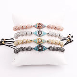 CZ Micro Pave Ball Eye Charm Bracelet Stainless Steel Beads