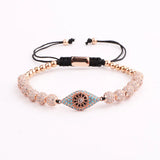 CZ Micro Pave Ball Eye Charm Bracelet Stainless Steel Beads