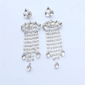 Crystal Rhinestone Big Pendant Long Earrings for Women