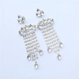 Crystal Rhinestone Big Pendant Long Earrings for Women