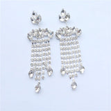 Crystal Rhinestone Big Pendant Long Earrings for Women