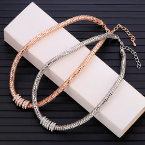 Maxi Crystal Collar Necklace Gold/Silvery Plated Rhinestone Torques Choker