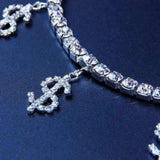 Rhinestone US Dollar Pendant Charms Anklet Foot Chain Jewelry