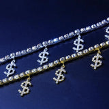 Rhinestone US Dollar Pendant Charms Anklet Foot Chain Jewelry